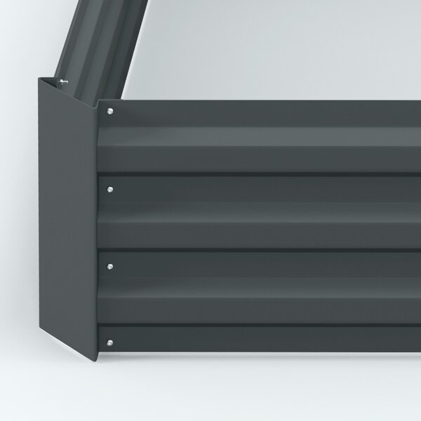 Outsunny Raised Garden Beds: Elevated Galvanised Planter Boxes for Flowers & Herbs, Dark Grey, 100x100x30cm
