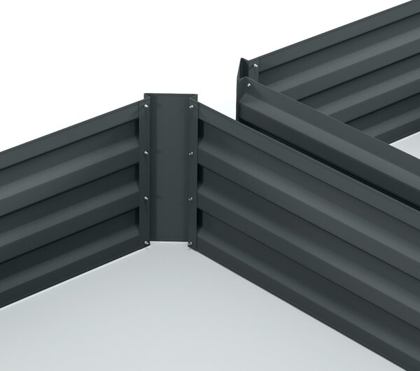 Outsunny Raised Garden Beds: Elevated Galvanised Planter Boxes for Flowers & Herbs, Dark Grey, 100x100x30cm