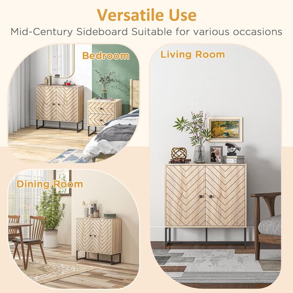 HOMCOM Storage Cabinet Adjustable Shelf Metal Frame Handles Tabletop Unique Home Style Organiser