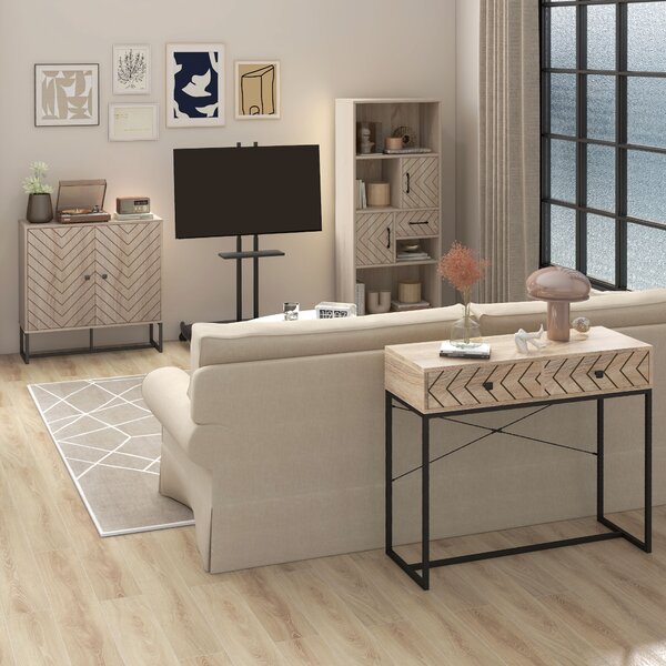 HOMCOM Storage Cabinet Adjustable Shelf Metal Frame Handles Tabletop Unique Home Style Organiser