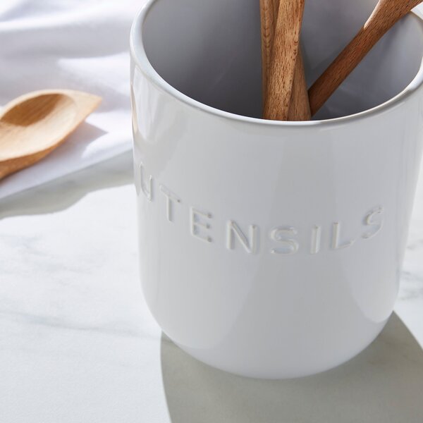 Ceramic Utensil Holder White