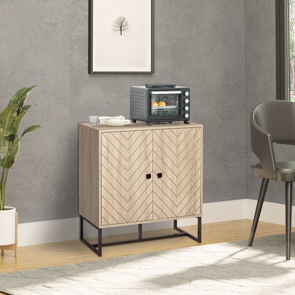HOMCOM Storage Cabinet Adjustable Shelf Metal Frame Handles Tabletop Unique Home Style Organiser