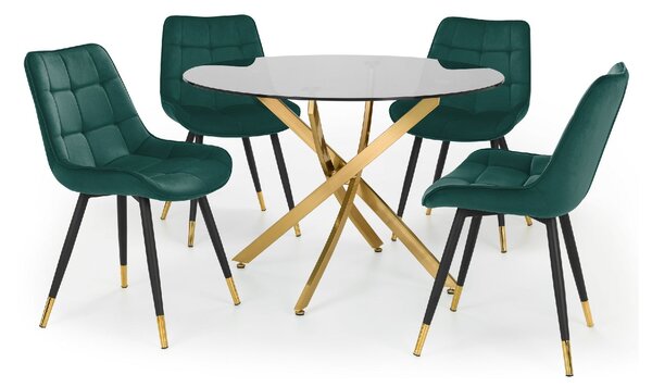 Montero Round Glass Top Dining Table with 4 Hadid Chairs