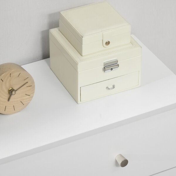HOMCOM Chest of Drawers, 3-Drawer White Storage Organiser Unit with Wood Legs for Bedroom, Living Room