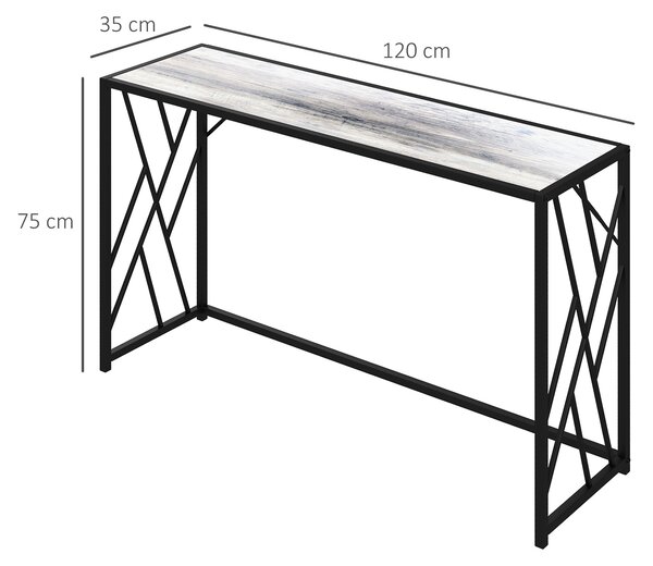 HOMCOM 120cm Hallway Console Table, Industrial-Style Sofa Table with Sturdy Metal Frame, for Lounge or Entryway, Grey