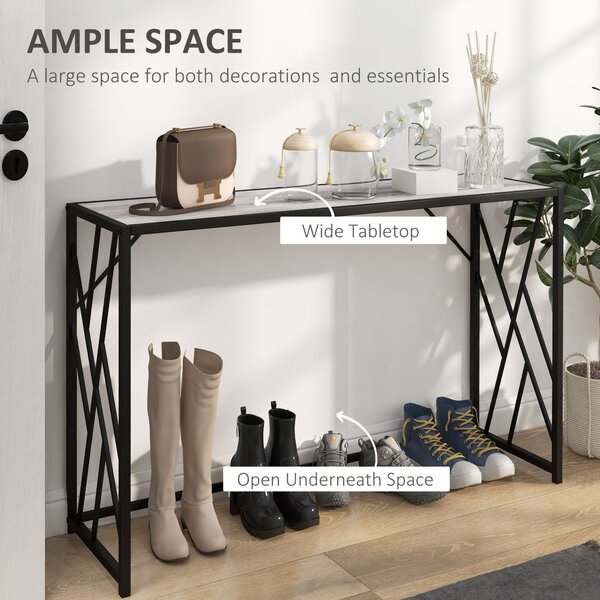 HOMCOM 120cm Hallway Console Table, Industrial-Style Sofa Table with Sturdy Metal Frame, for Lounge or Entryway, Grey