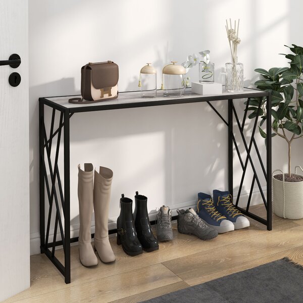 HOMCOM 120cm Hallway Console Table, Industrial-Style Sofa Table with Sturdy Metal Frame, for Lounge or Entryway, Grey