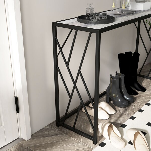 HOMCOM 120cm Hallway Console Table, Industrial-Style Sofa Table with Sturdy Metal Frame, for Lounge or Entryway, Grey