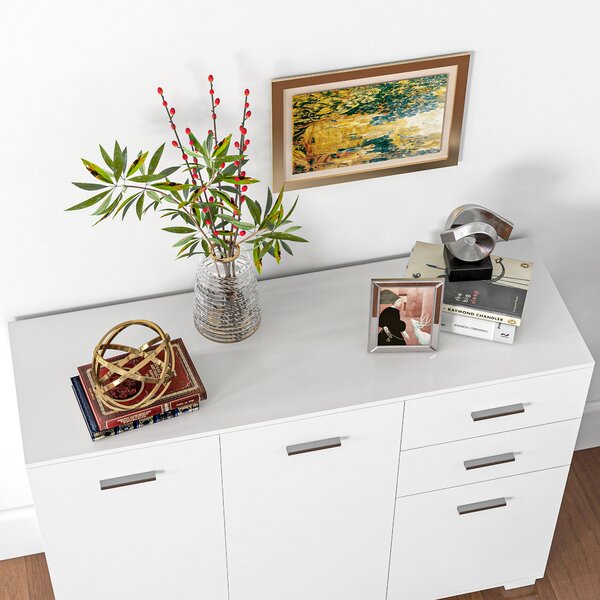 HOMCOM Modern Storage Cabinet, Sideboard with 2 Drawers, 3 Doors and Adjustable Shelves, Kitchen Cabinet for Living & Dining Room, White Aosom UK