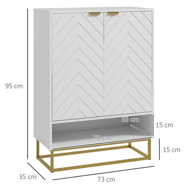 HOMCOM Shoe Storage Cabinet, Modern Shoe Cupboard with Open Shelf, Adjustable Shelf, 6 Vents, Shoe Rack for 12 Pairs of Shoes