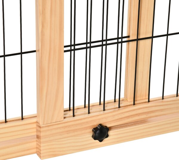 PawHut Adjustable Wooden Pet Gate, Freestanding Dog Barrier Fence with 2 Panels for Doorway, Hallway, 69H x 104-183 cm, Natural