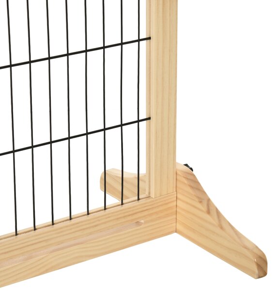 PawHut Adjustable Wooden Pet Gate, Freestanding Dog Barrier Fence with 2 Panels for Doorway, Hallway, 69H x 104-183 cm, Natural