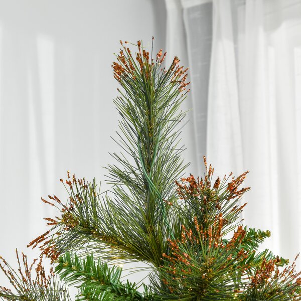 HOMCOM 1.8m Prelit Christmas Tree Artificial Tree, Metal Stand-Green
