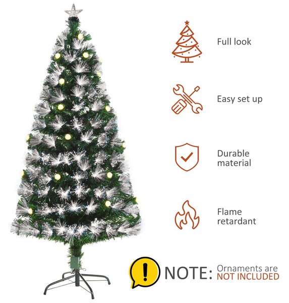 HOMCOM HOMCM 5ft White Light Artificial Christmas Tree w/ 180 LEDs Star Topper Tri-Base Full Bodied Seasonal Decoration Pre-Lit Home