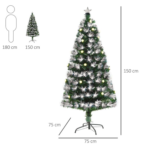 HOMCOM HOMCM 5ft White Light Artificial Christmas Tree w/ 180 LEDs Star Topper Tri-Base Full Bodied Seasonal Decoration Pre-Lit Home