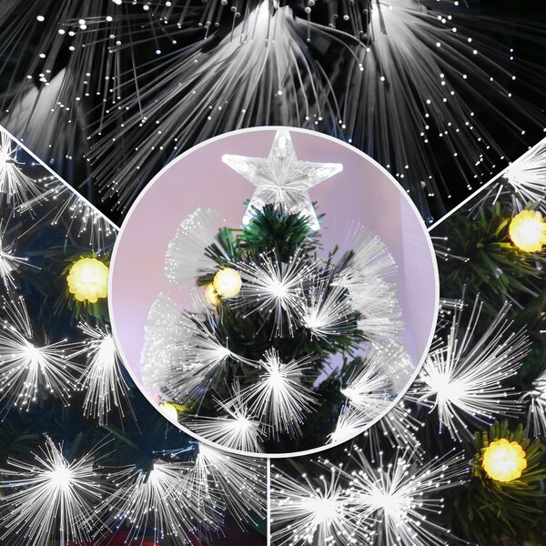 HOMCOM HOMCM 5ft White Light Artificial Christmas Tree w/ 180 LEDs Star Topper Tri-Base Full Bodied Seasonal Decoration Pre-Lit Home