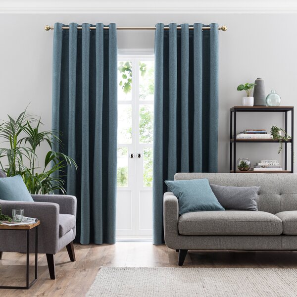 Luna Brushed Blackout Eyelet Curtains