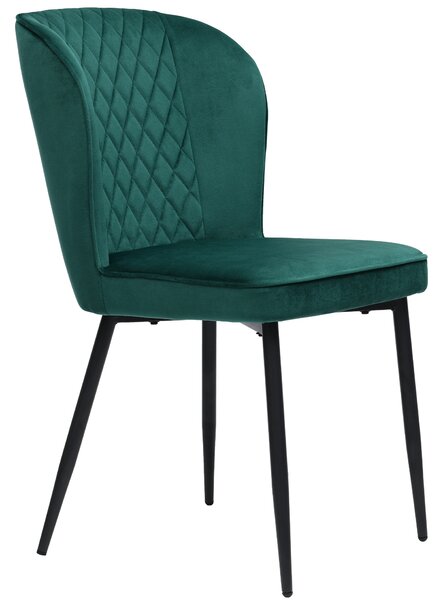 Set of 2 Upholstered Modern Wingback Chair with Metal Legs, Velvet Accent Chairs for Dining Room, Living Room, Kitchen, 47x43x86 cm, Green Aosom.UK