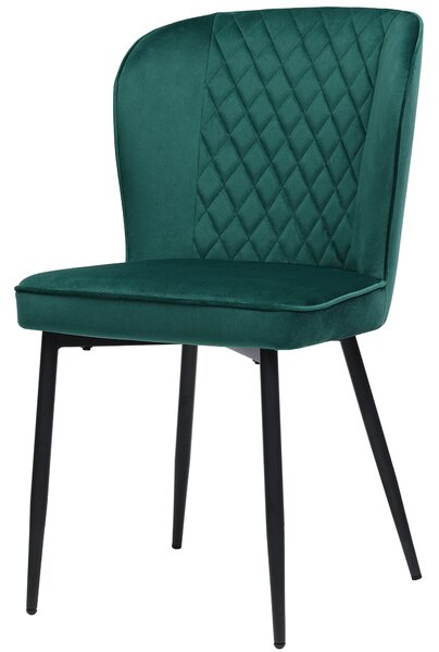 Set of 2 Upholstered Modern Wingback Chair with Metal Legs, Velvet Accent Chairs for Dining Room, Living Room, Kitchen, 47x43x86 cm, Green Aosom.UK