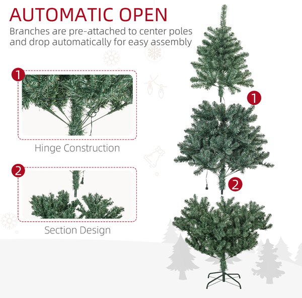HOMCOM 6' Artificial Prelit Christmas Trees Holiday Décor with Warm White LED Lights, Decoration, Banner, Tag, Ball