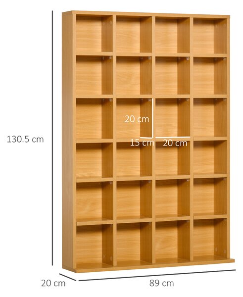 HOMCOM CD Storage Unit, DVD Storage Shelf Rack Media Storage Unit Shelves Racks Wooden Bookcase Display Unit with 4 Adjustable Shelves Wood Aosom UK