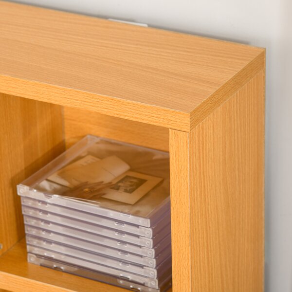 HOMCOM CD Storage Unit, DVD Storage Shelf Rack Media Storage Unit Shelves Racks Wooden Bookcase Display Unit with 4 Adjustable Shelves Wood Aosom UK