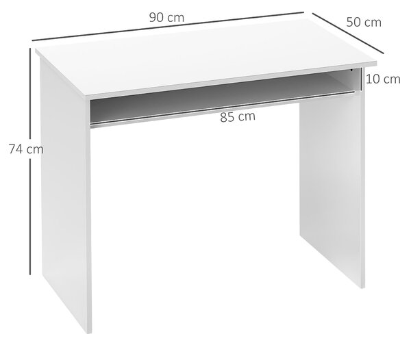 HOMCOM Writing Desk, Computer Table, Small Writing Desk with Storage Shelf, High Gloss, Modern Home Office Desk, White Aosom UK