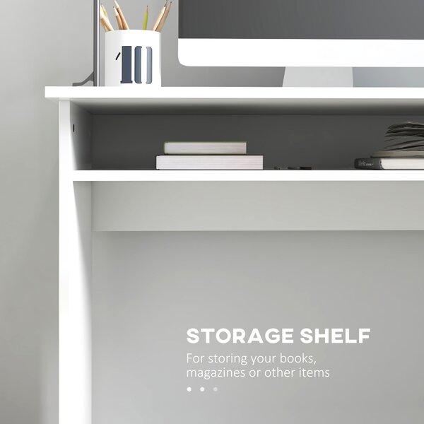 HOMCOM Writing Desk, Computer Table, Small Writing Desk with Storage Shelf, High Gloss, Modern Home Office Desk, White Aosom UK