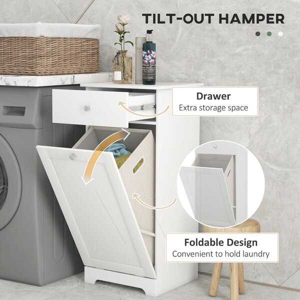 HOMCOM Bathroom Cabinet with Laundry Basket, Bathroom Storage Unit with Foldable Laundry Hamper and Drawer for Washroom, White Aosom UK