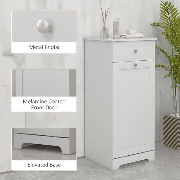 HOMCOM Bathroom Cabinet with Laundry Basket, Bathroom Storage Unit with Foldable Laundry Hamper and Drawer for Washroom, White Aosom UK