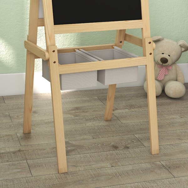 AIYAPLAY Kids Easel with Paper Roll, 3 in 1 Art Easel for Toddlers, Double-Sided Kids Whiteboard Blackboard w/ Storage Baskets, 3-6 Years Aosom UK