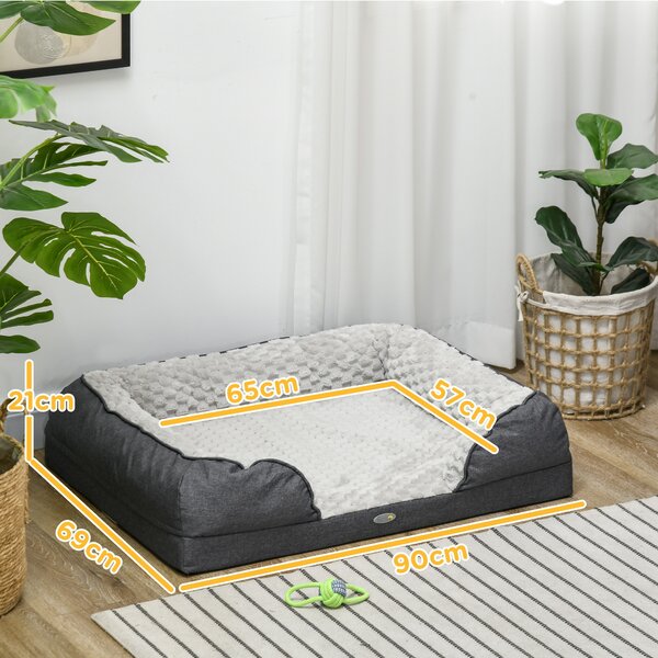 PawHut Calming Dog Bed Pet Mattress w/ Removable Cover, Anti-Slip Bottom, for Medium Dogs, 90L x 69W x 21Hcm - Charcoal Grey Aosom UK
