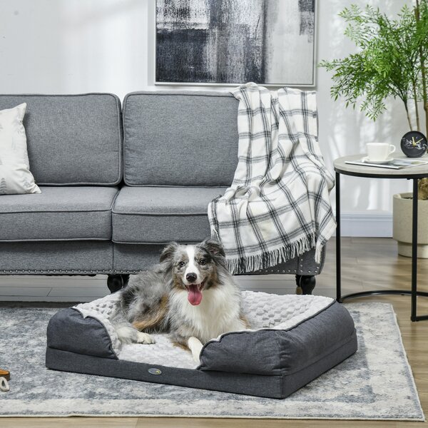 PawHut Calming Dog Bed Pet Mattress w/ Removable Cover, Anti-Slip Bottom, for Medium Dogs, 90L x 69W x 21Hcm - Charcoal Grey Aosom UK