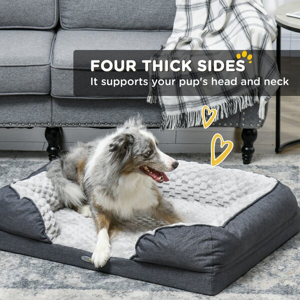 PawHut Calming Dog Bed Pet Mattress w/ Removable Cover, Anti-Slip Bottom, for Medium Dogs, 90L x 69W x 21Hcm - Charcoal Grey Aosom UK