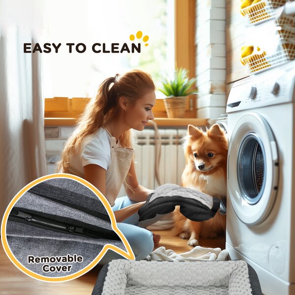 PawHut Calming Dog Bed Pet Mattress w/ Removable Cover, Anti-Slip Bottom, for Small Dogs, 70L x 50W x 18Hcm - Charcoal Grey Aosom UK