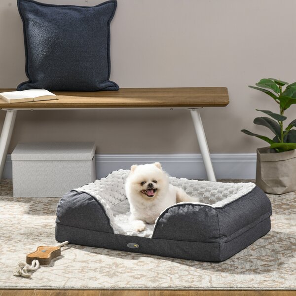 PawHut Calming Dog Bed Pet Mattress w/ Removable Cover, Anti-Slip Bottom, for Small Dogs, 70L x 50W x 18Hcm - Charcoal Grey Aosom UK