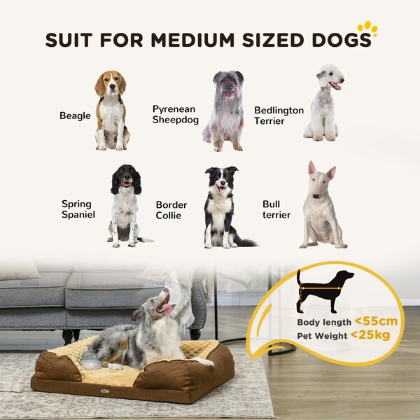 PawHut Calming Dog Bed Pet Mattress w/ Removable Cover, Anti-Slip Bottom, for Medium Dogs, 90L x 69W x 21Hcm - Brown Aosom UK