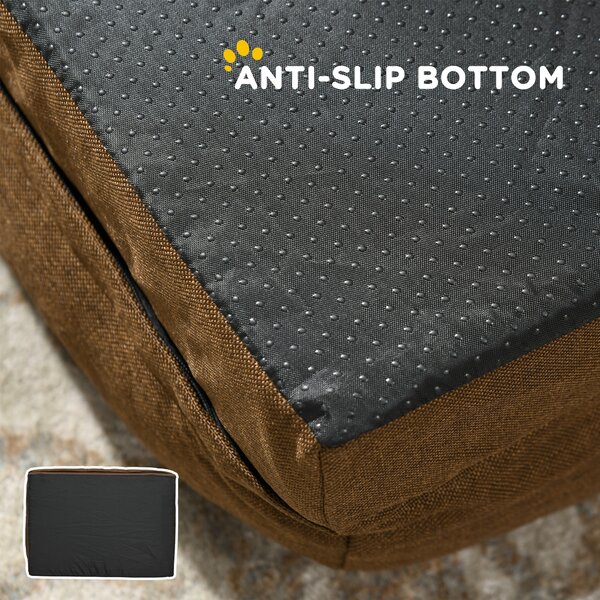 PawHut Calming Dog Bed Pet Mattress w/ Removable Cover, Anti-Slip Bottom, for Medium Dogs, 90L x 69W x 21Hcm - Brown Aosom UK