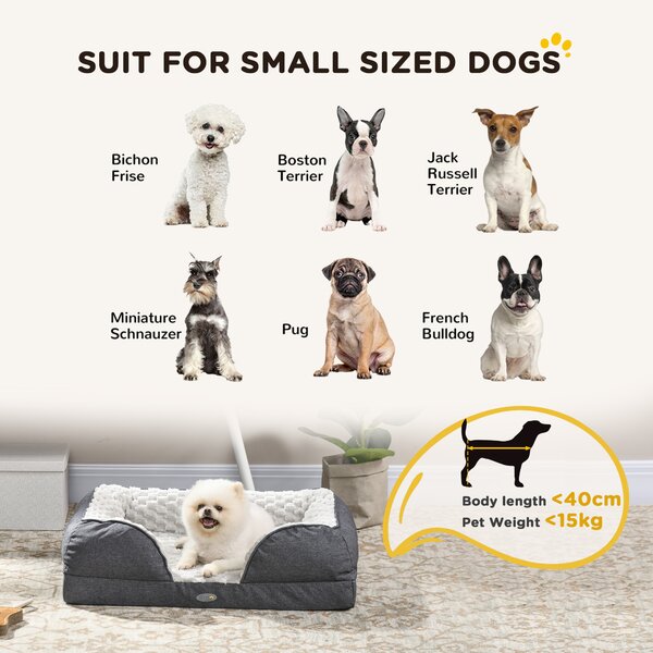 PawHut Calming Dog Bed Pet Mattress w/ Removable Cover, Anti-Slip Bottom, for Small Dogs, 70L x 50W x 18Hcm - Charcoal Grey Aosom UK