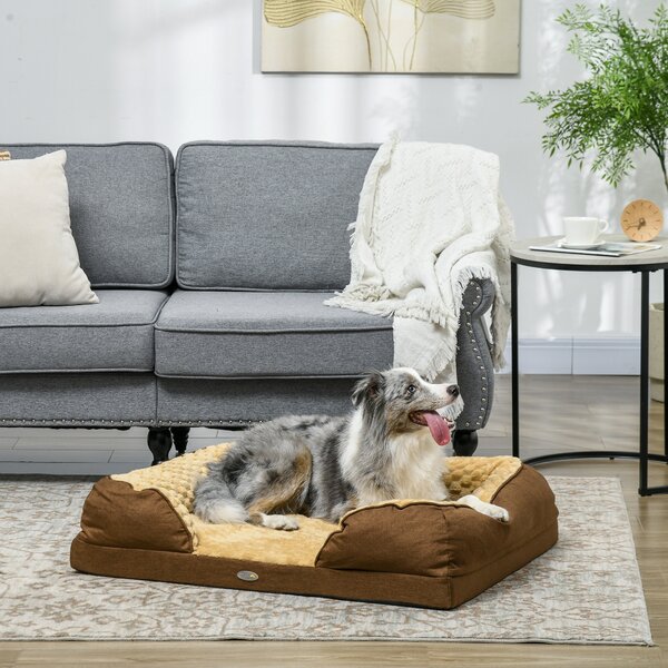 PawHut Calming Dog Bed Pet Mattress w/ Removable Cover, Anti-Slip Bottom, for Medium Dogs, 90L x 69W x 21Hcm - Brown Aosom UK