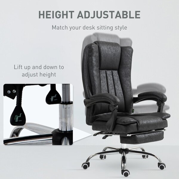 Vinsetto Home Office Chair, Executive Office Chair with Reclining Function Armrests, Footrest, Computer Desk Chair w/ Cat Scratch Resistant Fabric, Black Aosom UK