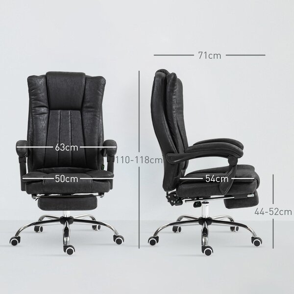 Vinsetto Home Office Chair, Executive Office Chair with Reclining Function Armrests, Footrest, Computer Desk Chair w/ Cat Scratch Resistant Fabric, Black Aosom UK