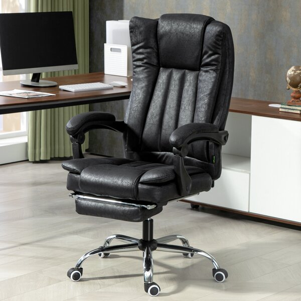 Vinsetto Home Office Chair, Executive Office Chair with Reclining Function Armrests, Footrest, Computer Desk Chair w/ Cat Scratch Resistant Fabric, Black Aosom UK