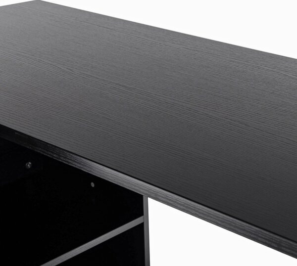 HOMCOM Computer Desk Table Workstation Home Office L Shape Drawer Shelf File Cabinet Black