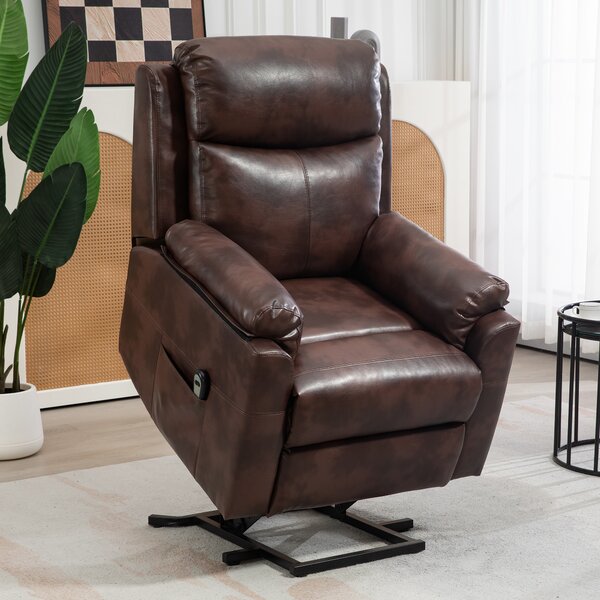 HOMCOM Riser and Recliner Chair for the Elderly, Lift Chair with Remote Control, Side Pockets, Pocket Spring, Dark Brown Aosom UK