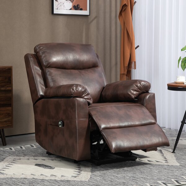 HOMCOM Riser and Recliner Chair for the Elderly, Lift Chair with Remote Control, Side Pockets, Pocket Spring, Dark Brown Aosom UK