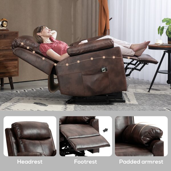 HOMCOM Riser and Recliner Chair for the Elderly, Lift Chair with Remote Control, Side Pockets, Pocket Spring, Dark Brown Aosom UK