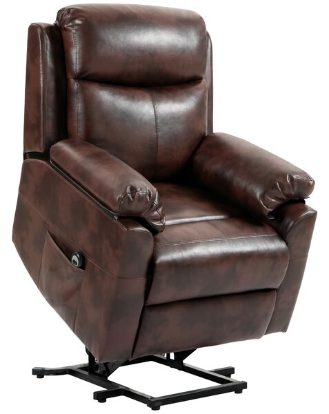 HOMCOM Riser and Recliner Chair for the Elderly, Lift Chair with Remote Control, Side Pockets, Pocket Spring, Dark Brown Aosom UK