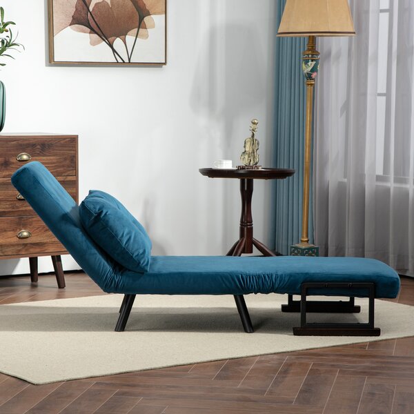 HOMCOM Click Clack Chair Bed, Convertible Single Chair Couch with 2 Cushions, for Living Room, Bedroom, Navy Blue Aosom UK