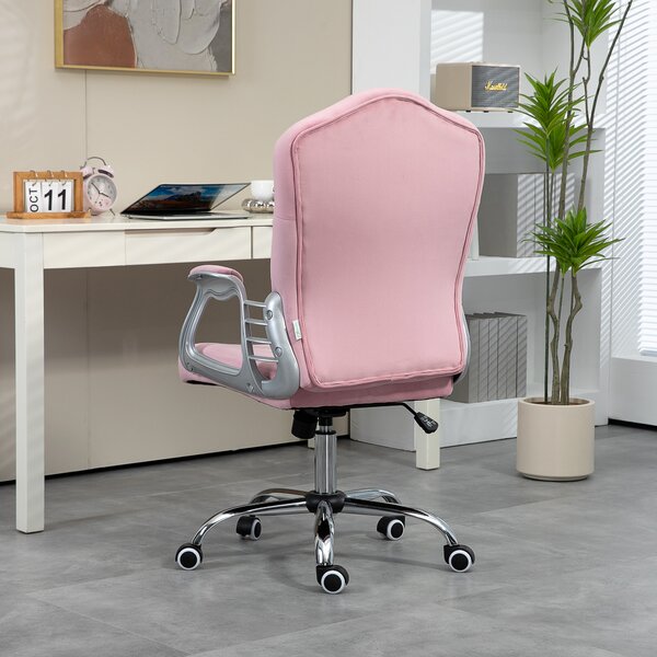 Vinsetto Home Office Chair, Computer Office Chair with 360 Degree Swivel Wheels, Adjustable Height, Tilt Function, Pink Aosom UK
